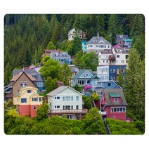 Colorful Houses On Ketchikan Hillside Rugs 141970675