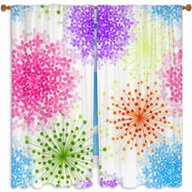 Colorful Hydrangea Flower Seamless Background Window Curtains 67208824