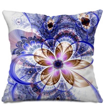 Colorful Light Fractal Flower Or Butterfly, Digital Artwork Pillows 60811365