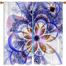 Colorful Light Fractal Flower Or Butterfly, Digital Artwork Window Curtains 60811365
