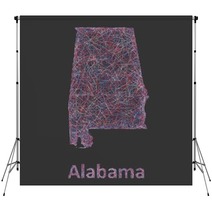 Colorful Line Art Map Of Alabama State Backdrops 97033377