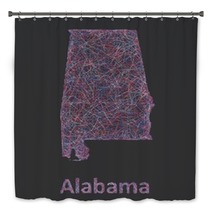 Colorful Line Art Map Of Alabama State Bath Decor 97033377
