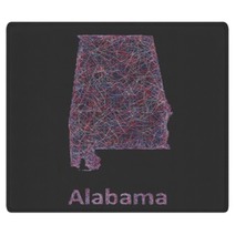 Colorful Line Art Map Of Alabama State Rugs 97033377
