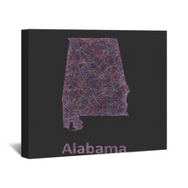 Colorful Line Art Map Of Alabama State Wall Art 97033377