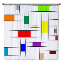 Colorful Mondrian Abstract Rectangles Bath Decor 24306842
