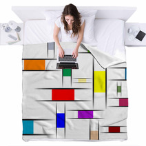 Colorful Mondrian Abstract Rectangles Blankets 24306842