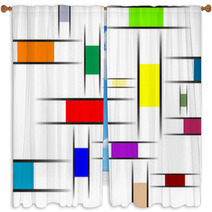 Colorful Mondrian Abstract Rectangles Window Curtains 24306842