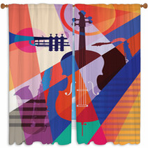 Colorful Music Background Window Curtains 185090890