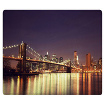 Colorful Night Skyline Of Downtown New York New York USA Rugs 72535359
