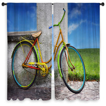 Colorful Old Bike Window Curtains 16860857