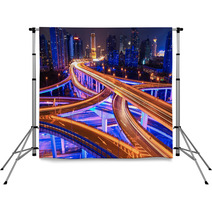 Colorful Overpass At Night Backdrops 54587128