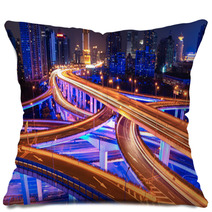 Colorful Overpass At Night Pillows 54587128