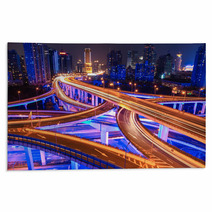 Colorful Overpass At Night Rugs 54587128