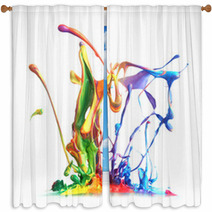 Colorful Paint Splashing Window Curtains 66458329
