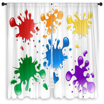 Colorful Paint Splatters Window Curtains 12995170