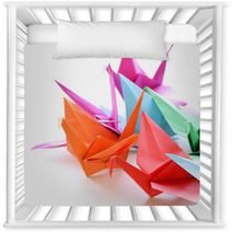Colorful Paper Origami Birds On A White Background Nursery Decor 66874217