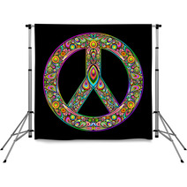 Colorful Peace Sign On Black Space Backdrops 46064534