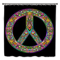 Colorful Peace Sign On Black Space Bath Decor 46064534