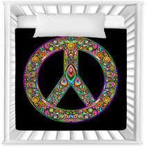 Colorful Peace Sign On Black Space Nursery Decor 46064534