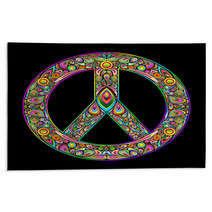 Colorful Peace Sign On Black Space Rugs 46064534