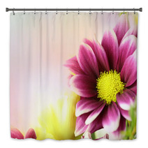 Colorful Pink Purple And Yellow Flowers With An Area For Text Horizontal Bath Decor 110225172