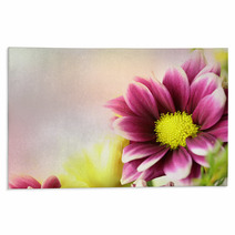 Colorful Pink Purple And Yellow Flowers With An Area For Text Horizontal Rugs 110225172