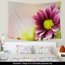 Colorful Pink Purple And Yellow Flowers With An Area For Text Horizontal Wall Art 110225172