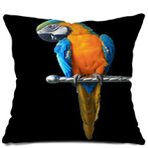 Colorful Red Parrot Macaw Isolated On White Background Pillows 64847385
