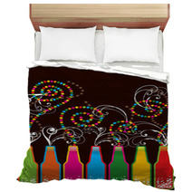 Colorful Retro Pop New Year Bottles  Bedding 5331591