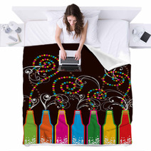 Colorful Retro Pop New Year Bottles  Blankets 5331591