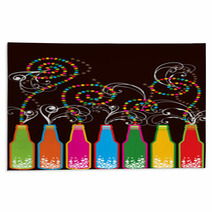 Colorful Retro Pop New Year Bottles  Rugs 5331591