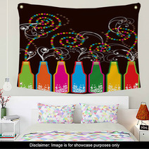 Colorful Retro Pop New Year Bottles  Wall Art 5331591