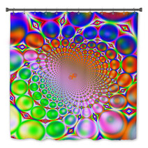 Colorful Retro Psychedelic Bubble Print Bath Decor 2131600