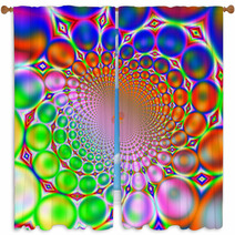 Colorful Retro Psychedelic Bubble Print Window Curtains 2131600
