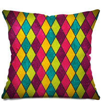 Colorful Rhombus Grunge Background Pillows 49687597