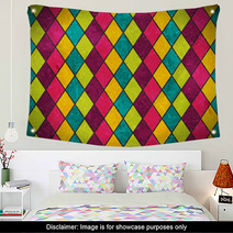 Colorful Rhombus Grunge Background Wall Art 49687597