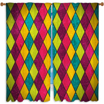Colorful Rhombus Grunge Background Window Curtains 49687597