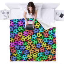 Colorful Soccer Balls Background Blankets 68523167