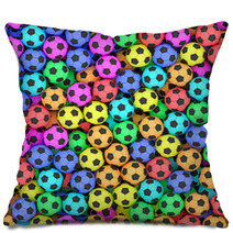 Colorful Soccer Balls Background Pillows 68523167