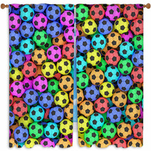 Colorful Soccer Balls Background Window Curtains 68523167