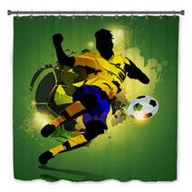 Colorful Soccer Player Shooting Bath Decor 65002803