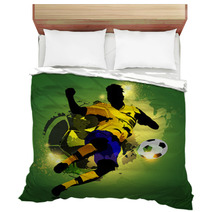 Colorful Soccer Player Shooting Bedding 65002803