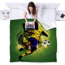 Colorful Soccer Player Shooting Blankets 65002803