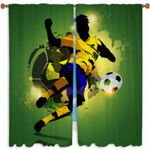 Colorful Soccer Player Shooting Window Curtains 65002803