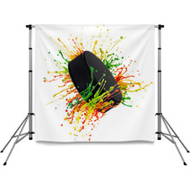Colorful Splash With Hockey Puck Backdrops 52504038