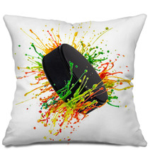 Colorful Splash With Hockey Puck Pillows 52504038
