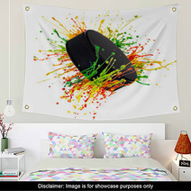 Colorful Splash With Hockey Puck Wall Art 52504038