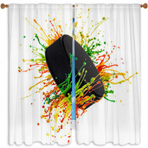 Colorful Splash With Hockey Puck Window Curtains 52504038
