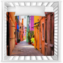 Colorful Street In Burano, Near Venice, Italy Nursery Decor 51805031
