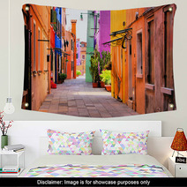 Colorful Street In Burano, Near Venice, Italy Wall Art 51805031